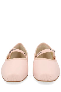 Pair of pale pink leather ballet flats with a strap across the foot from repetto women’s ballerina lisbeth blue collection