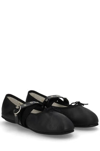 Repetto women’s ballerine ballet twist mary jane black leather flats with silver buckle and decorative eyelets