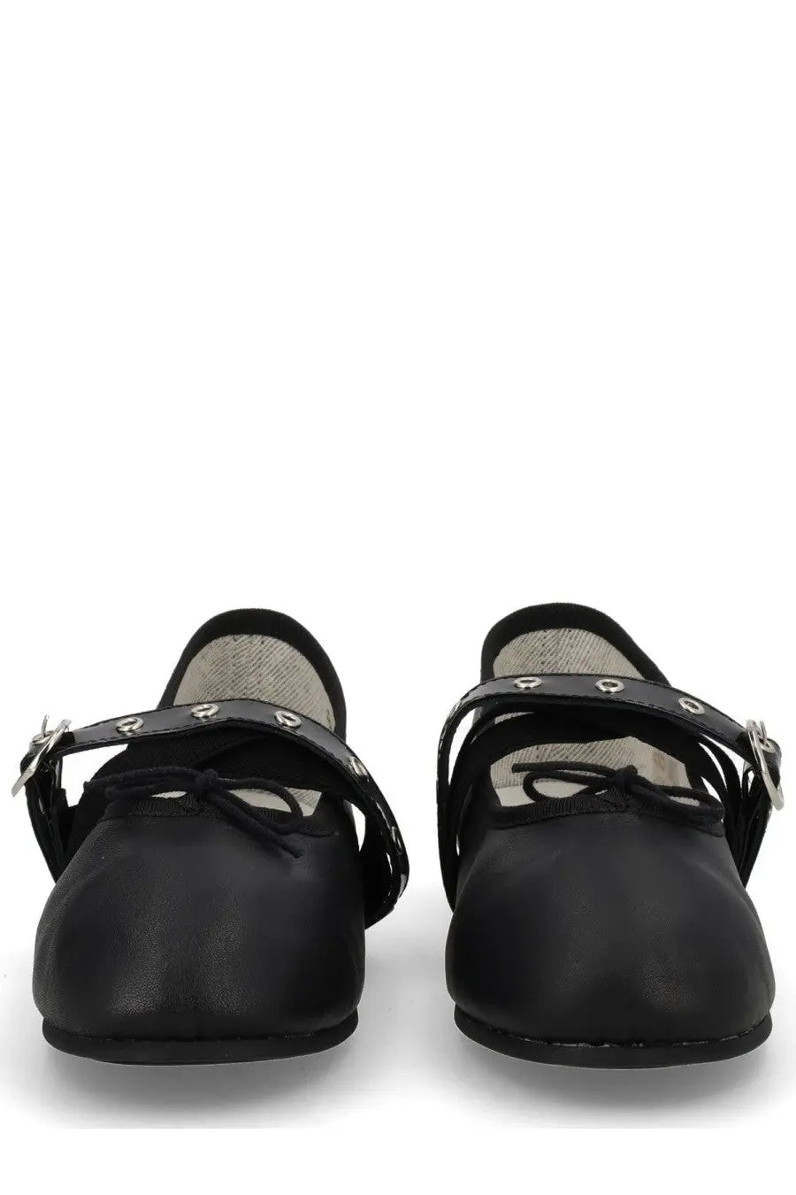Repetto womens ballerine ballet twist mary jane black leather flats with silver buckle and decorative eyelets