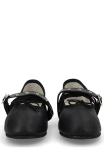 Repetto womens ballerine ballet twist mary jane black leather flats with silver buckle and decorative eyelets