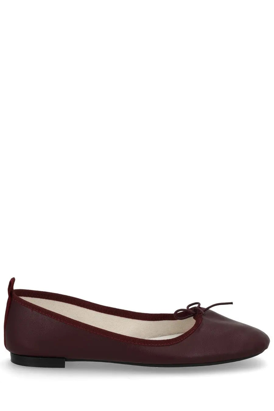 Repetto women’s dancer garance red burgundy leather ballet flat with small bow at the toe for stylish wear
