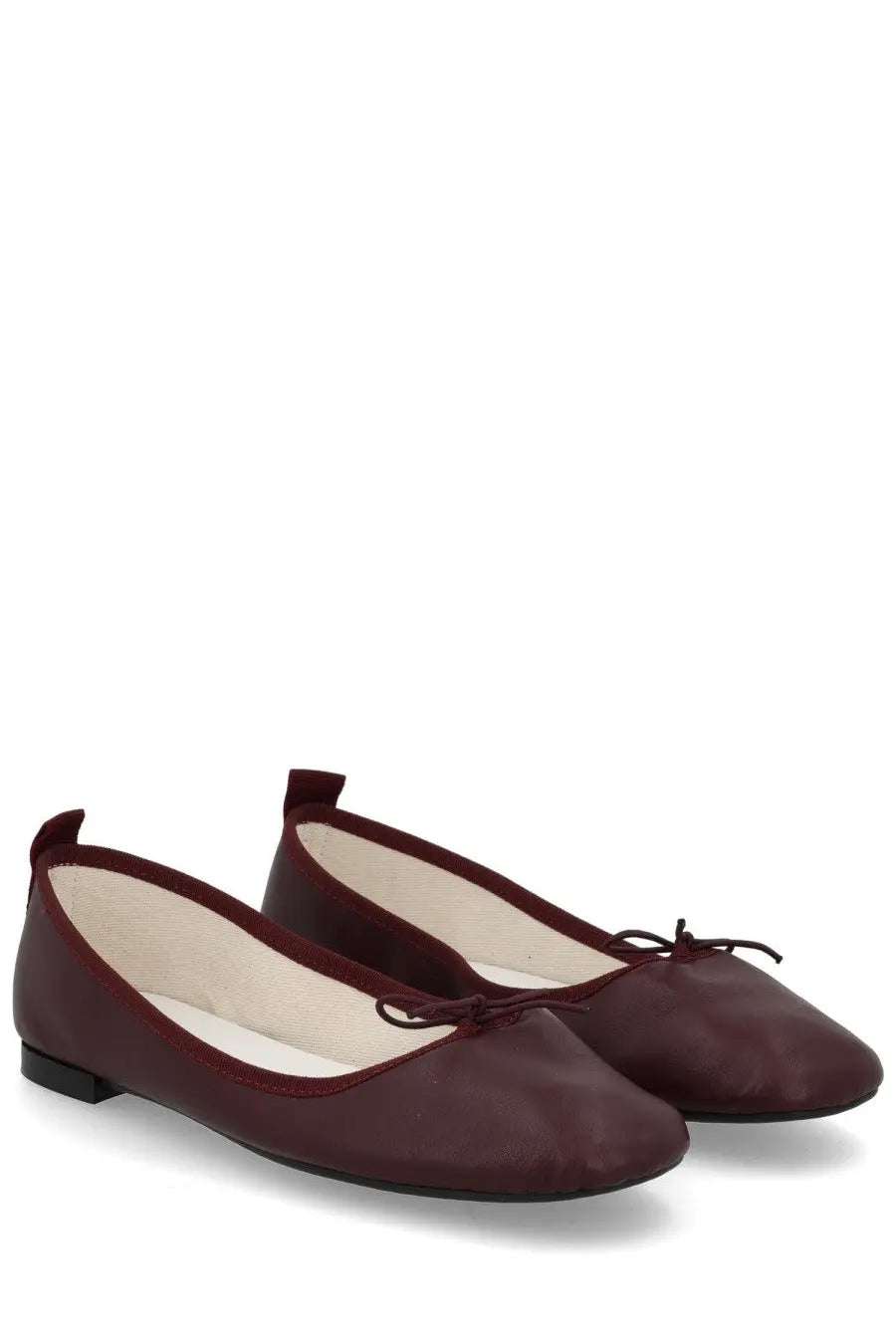 Repetto women’s dancer Garance red burgundy leather ballet flats with small bow at the toe