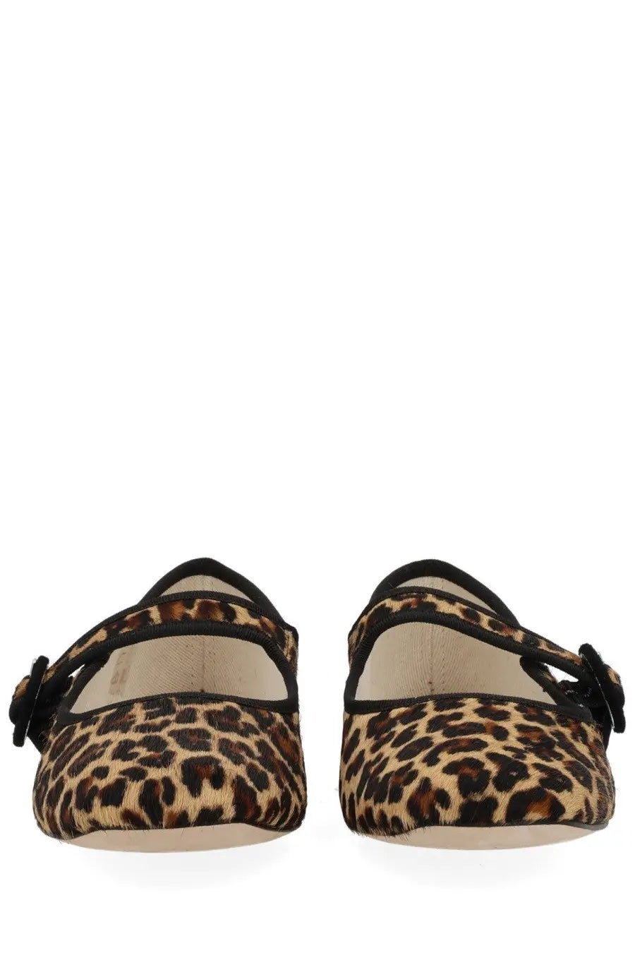 Repetto women’s dancer georgia pattern leopard-print mary jane flats with black strap and bow detail