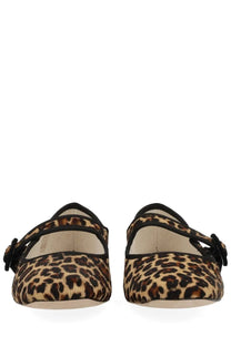Repetto women’s dancer georgia pattern leopard-print mary jane flats with black strap and bow detail