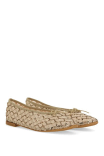 Repetto women’s dancer lilouh beige ballet flats with woven mesh design gold sequin accents and delicate toe bow