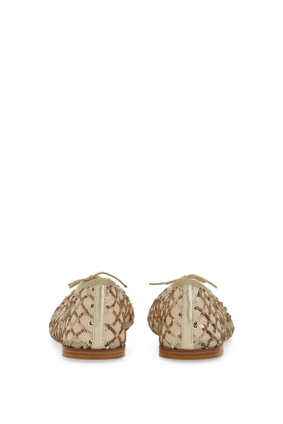 Repetto women’s dancer lilouh beige lace-up flats with woven mesh pattern and subtle gold sequin detailing