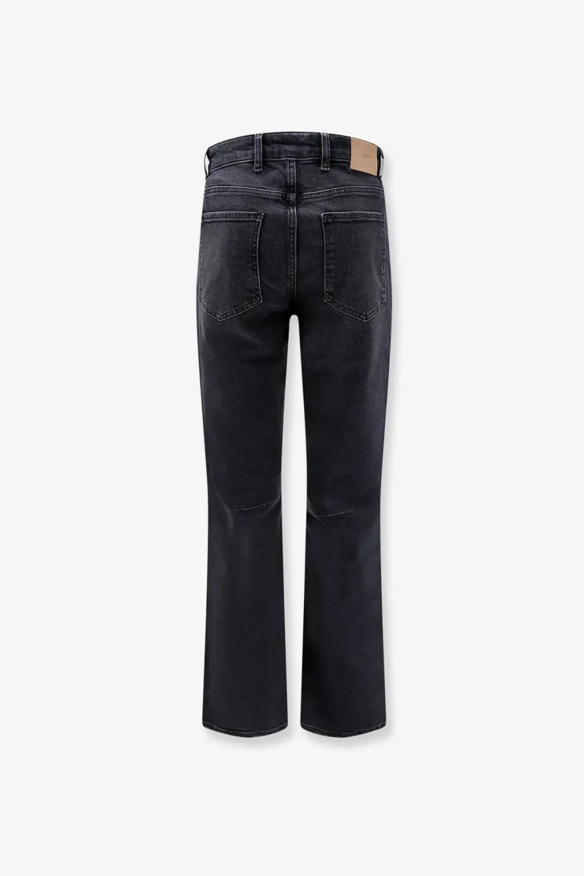 Represent men’s boot cut jeans in black denim with subtle knee distressing and a straight-leg cut