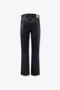 Represent men’s boot cut jeans in black denim with subtle knee distressing and a straight-leg cut