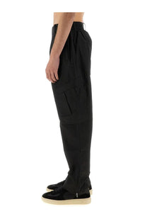 Represent men’s cargo tech pants black featuring elastic waistband and zippered cuffs in durable fabric