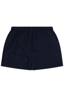 Navy blue athletic shorts with elastic waistband and side pockets from represent men’s costume da bagno con blue