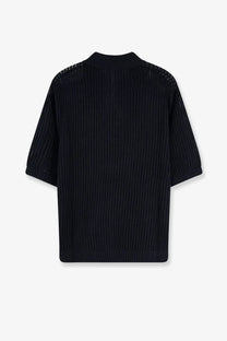 Black represent men’s cotton blend shirt featuring a ribbed knit front and sheer mesh sleeves