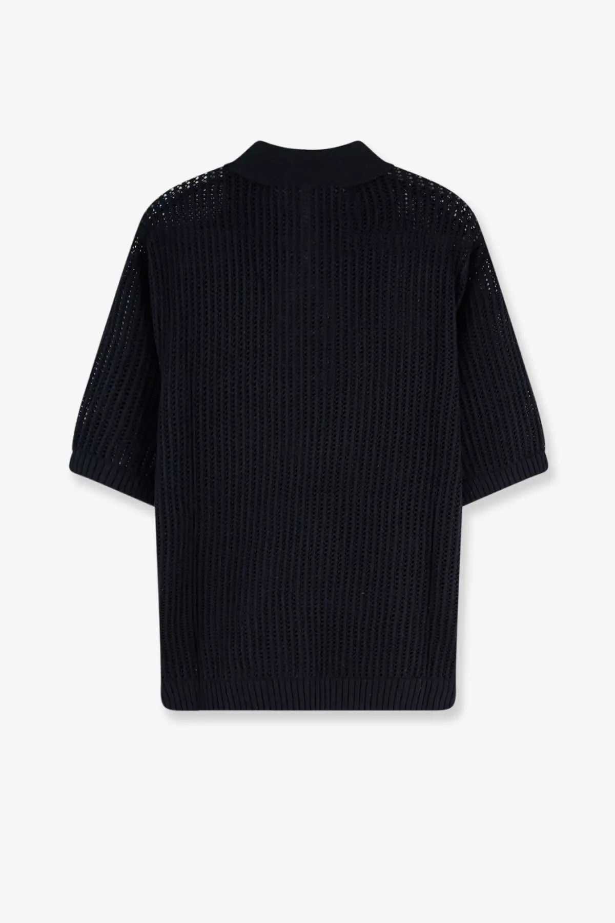 Black represent men’s cotton blend shirt with ribbed knit body and sheer mesh long sleeves