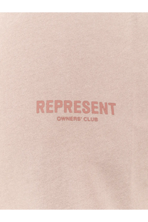 Represent men’s cotton shirt grey featuring a soft blush pink t-shirt with a matching rose-colored logo across the chest