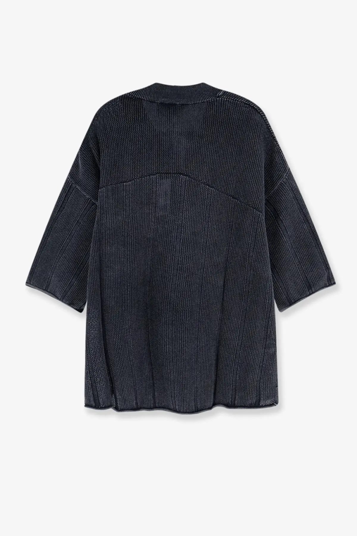 Dark gray ribbed knit cardigan with relaxed oversized fit and three quarter sleeves from Represent mens cotton sweater gray