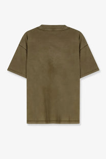 Olive green oversized cotton t-shirt with relaxed fit and subtle tie-dye effect from represent men