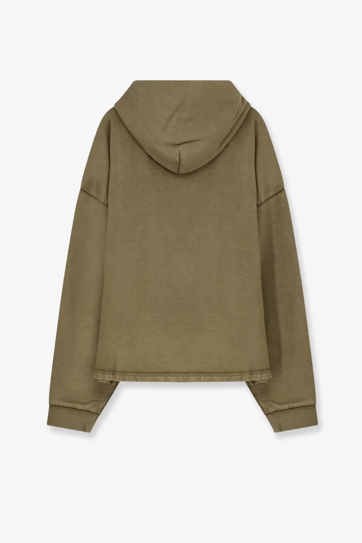 Olive green men’s Represent hoodie cotton sweatshirt with relaxed fit and ribbed cuffs