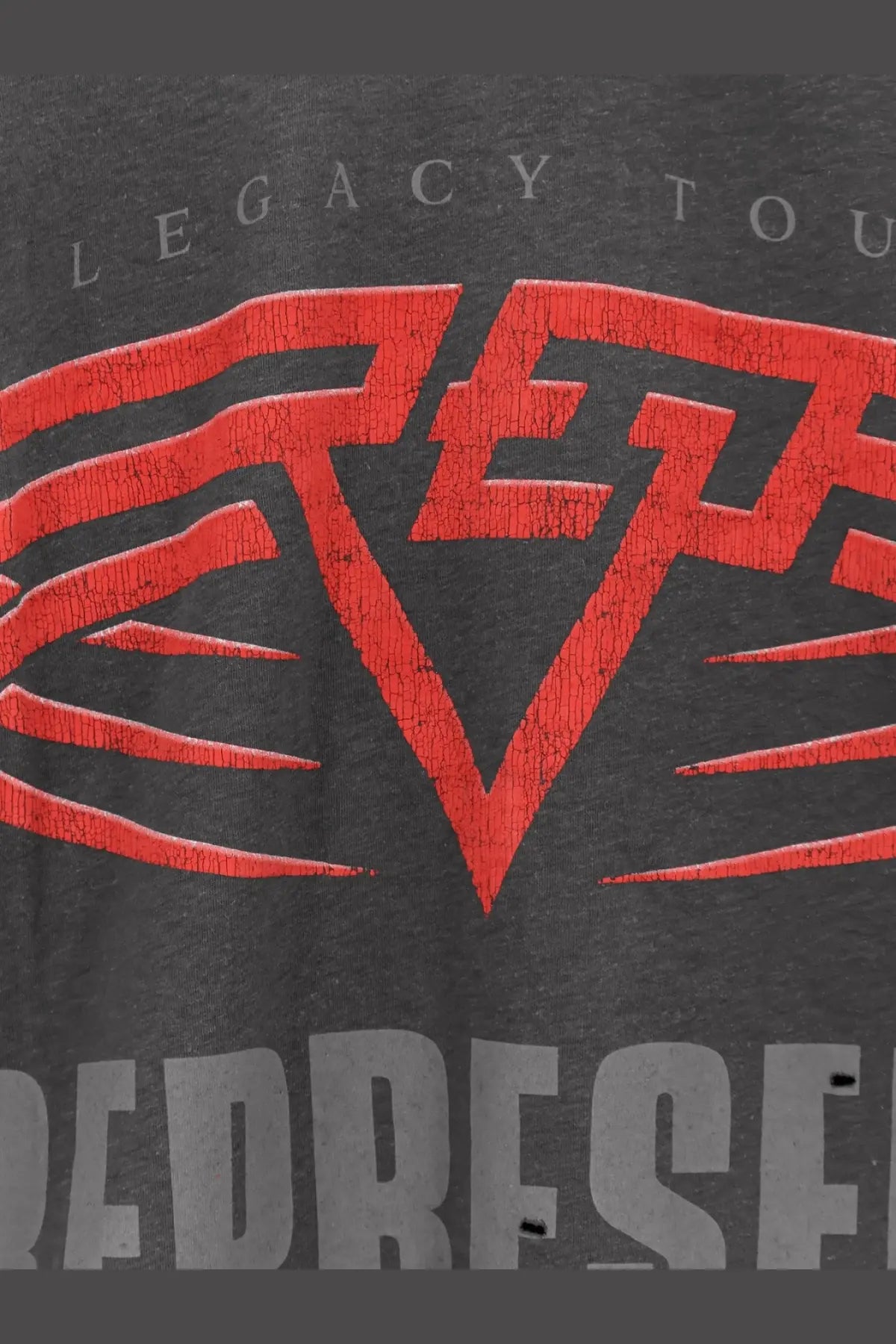 Dark gray represent men’s living legacy reversible organic cotton and hemp t-shirt with bold red and black legacy graphic