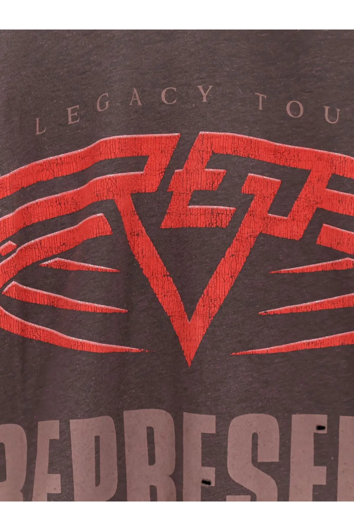 Dark gray Represent men’s living legacy reversible organic cotton and hemp t-shirt with bold red and black legacy tour graphic