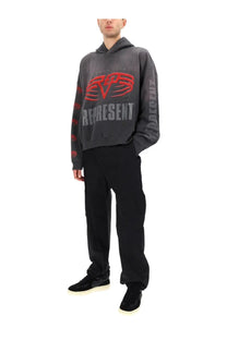 Represent men’s living legacy sweatshirt grey hoodie with red and gray graphic design featuring represent text across chest