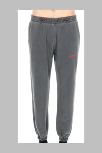 Represent men’s pantalone track grey sweatpants with red keppi logo on left thigh and elastic cuffs