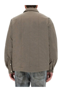Represent men’s quilted overshirt green olive green utility jacket with vertical seam detailing and buttoned cuffs