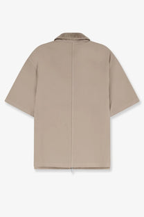 Beige short-sleeved jacket with ribbed collar and central zipper from represent mens ramona cotton shirt green collection