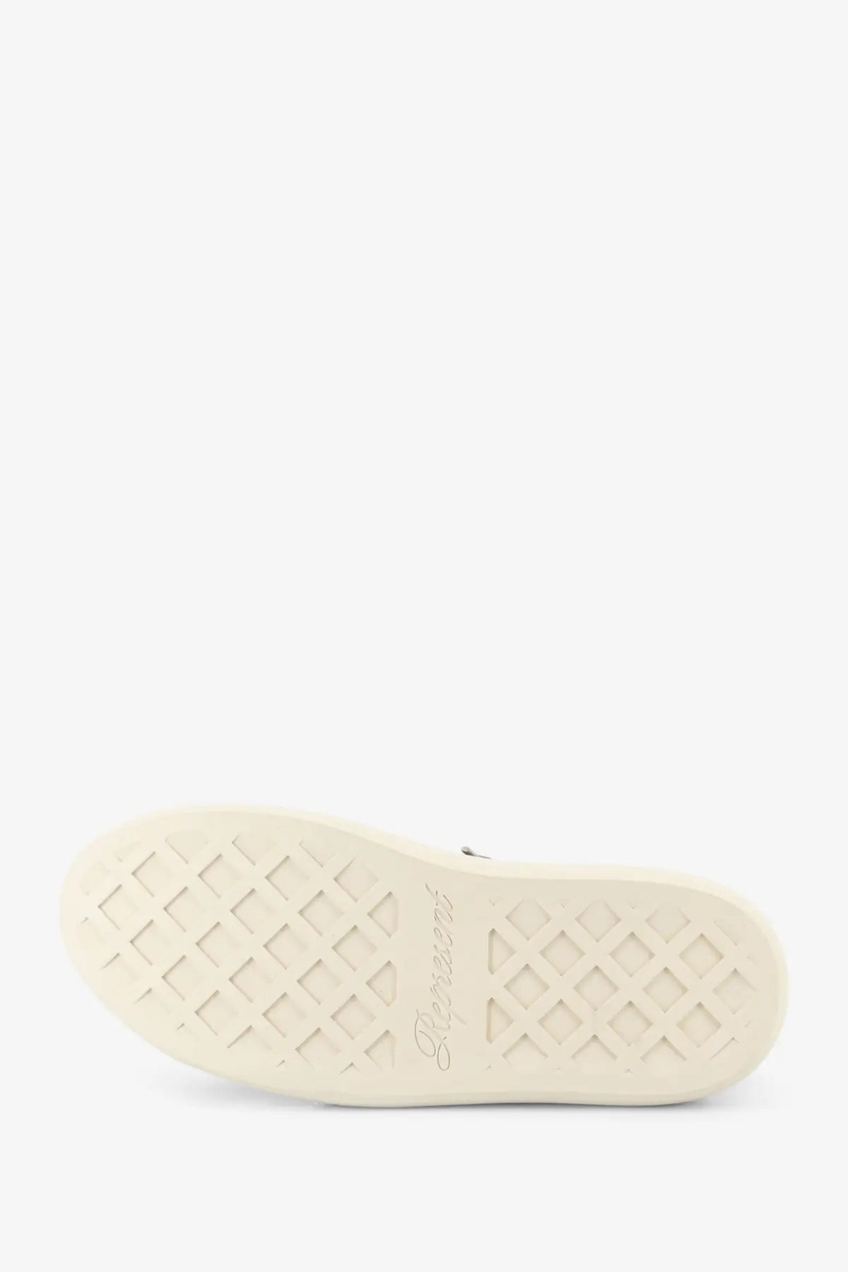 Cream-colored rubber sole with diamond-patterned tread and louboutin branding on represent men’s rep cap canvas sneakers black