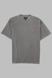 Gray oversized cotton t-shirt with small red embroidered logo on left chest from represent men’s owners club con grey