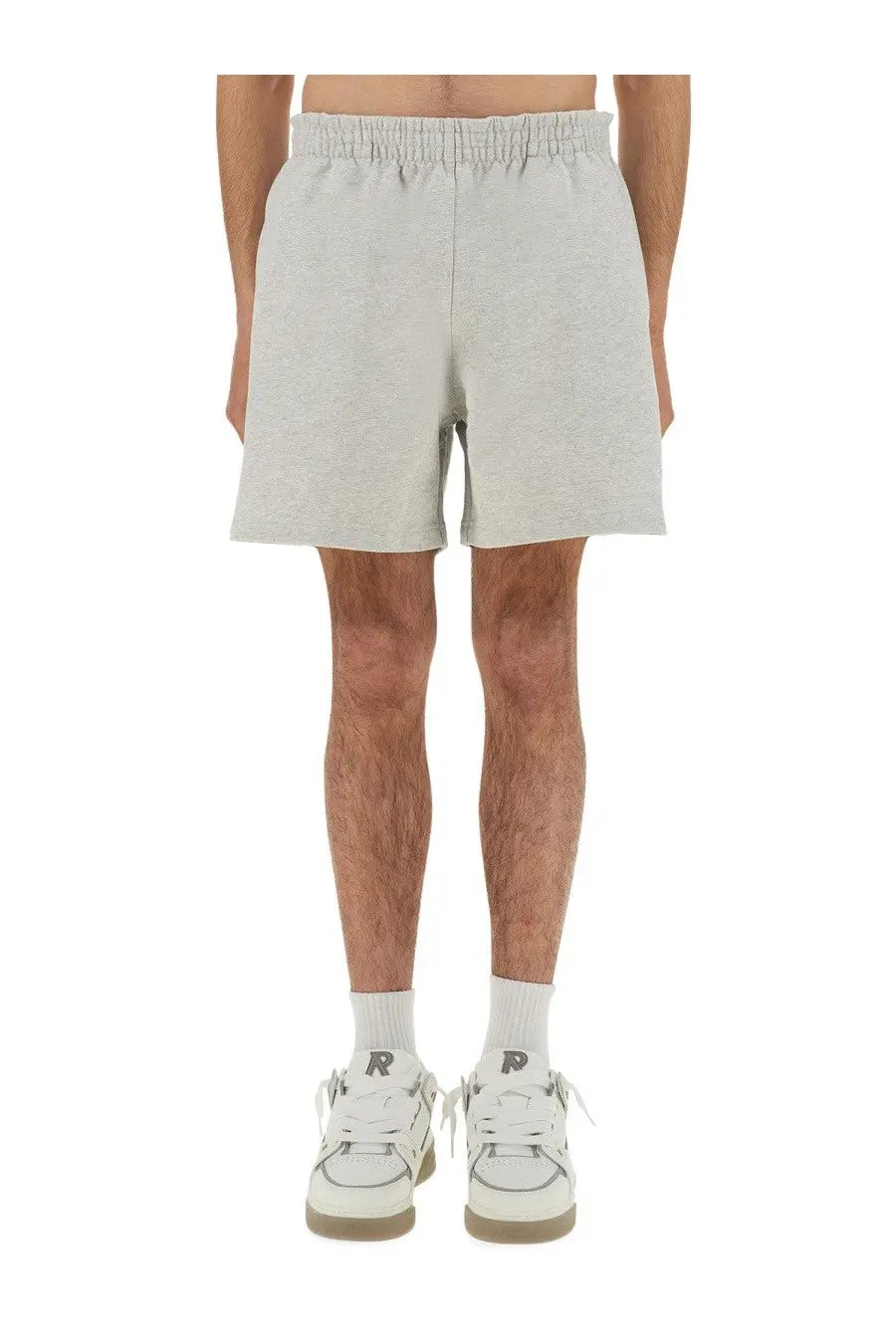 Light gray relaxed-fit Represent men’s short Initial Grey with elastic waistband and subtle logo on left leg