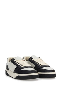 Represent men’s sneaker initial black low-top sneakers with a black and white minimalist leather design