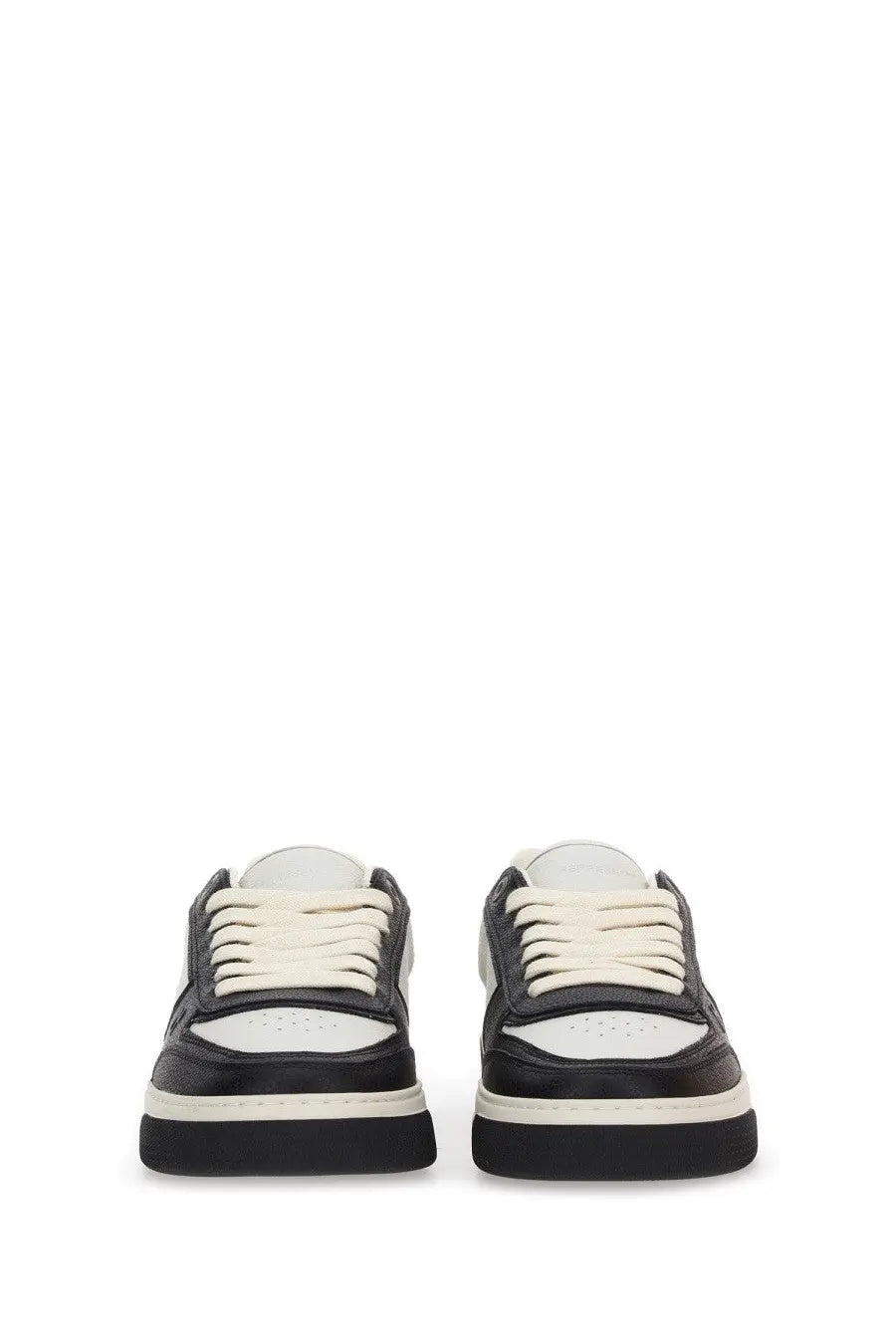 Represent men’s sneaker initial black low-top with black and white textured upper contrasting laces and chunky soles