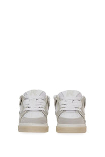 Represent men’s studio sneaker white white and light gray suede with matching laces and beige rubber sole minimalist design