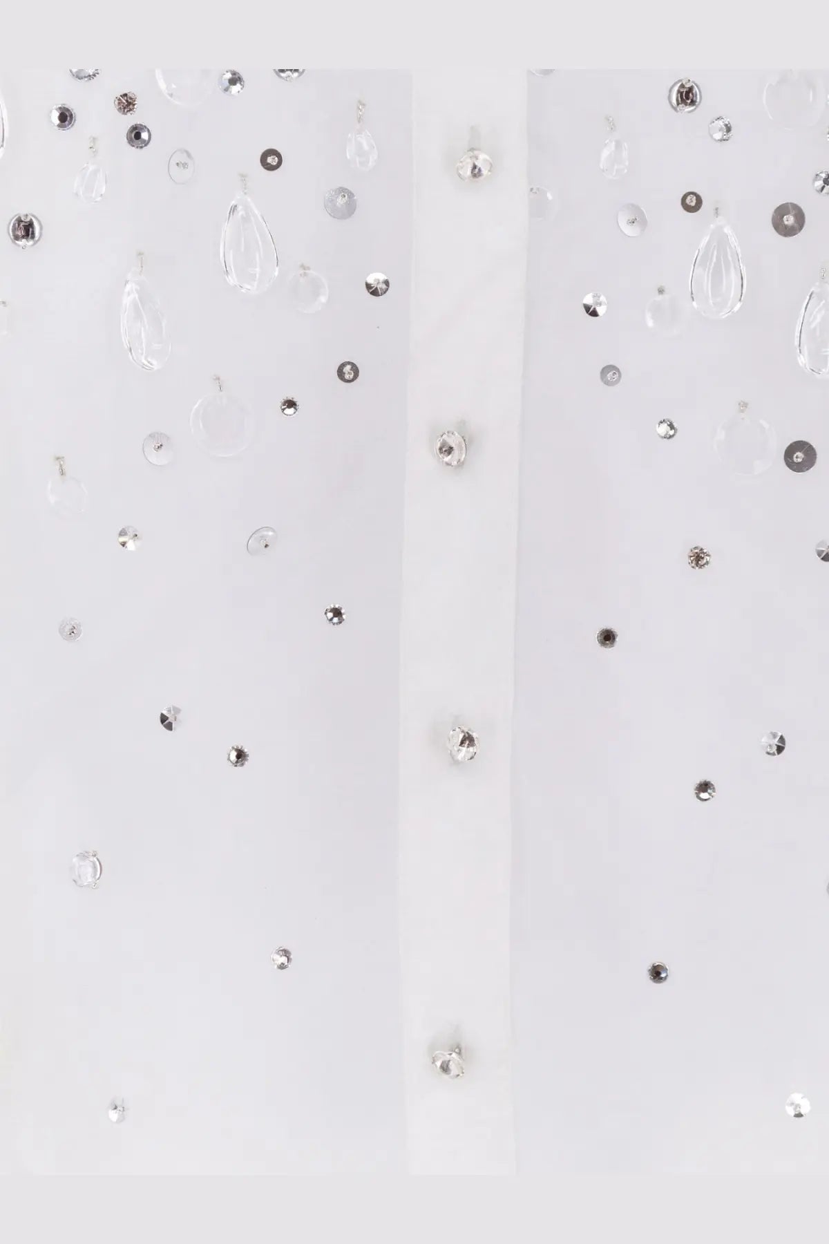White Retrofete women’s Eugenia shirt with clear and silver rhinestones adorned on blouse fabric