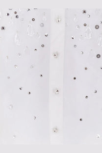 Retrofete women’s Eugenia white blouse adorned with scattered clear and silver rhinestones for stylish occasions