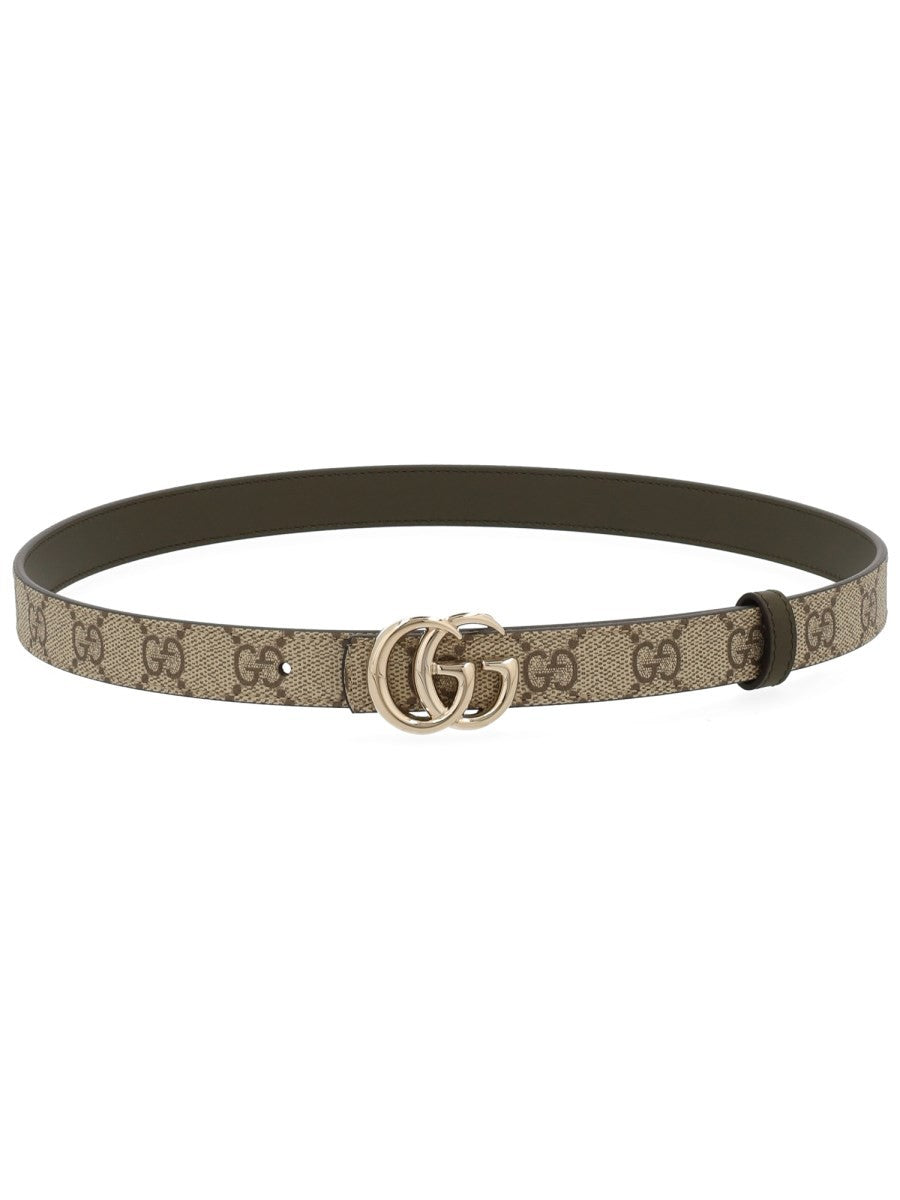 Gucci Women's Reversible Belt GG Marmont Brown