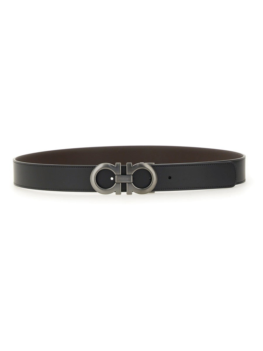 Ferragamo Men's Cintura Reversibile Gancini Black