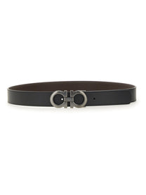 Ferragamo Men's Cintura Reversibile Gancini Black