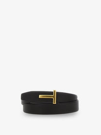 Tom Ford Men's Hammered Reversible Belt Gold