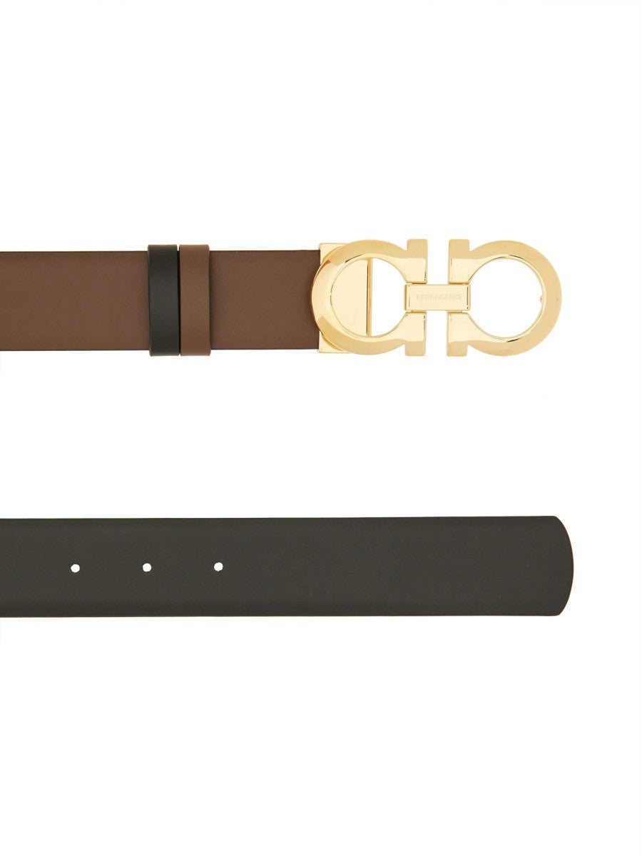 Ferragamo Women's Reversible Hooks Belt Brown