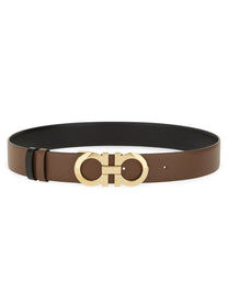 Ferragamo Women's Reversible Hooks Belt Brown