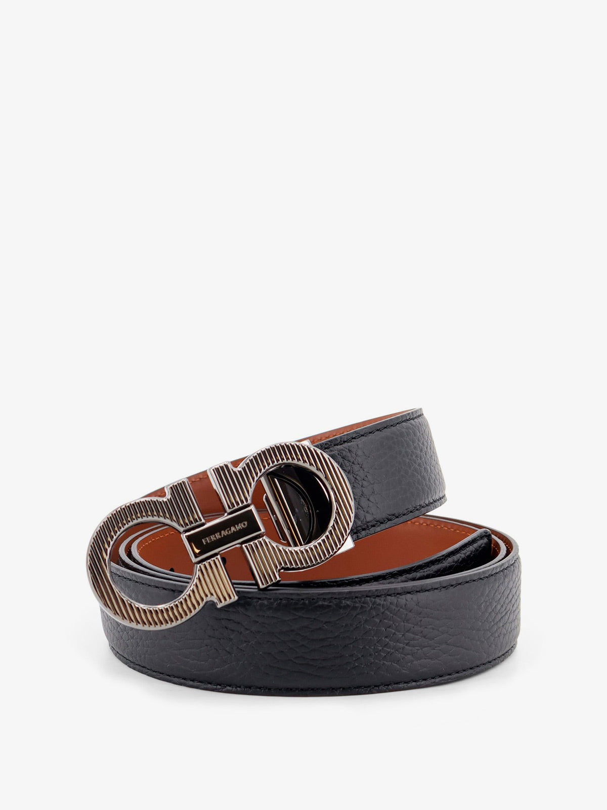 Ferragamo Men's Reversible Leather Gancini Belt Black