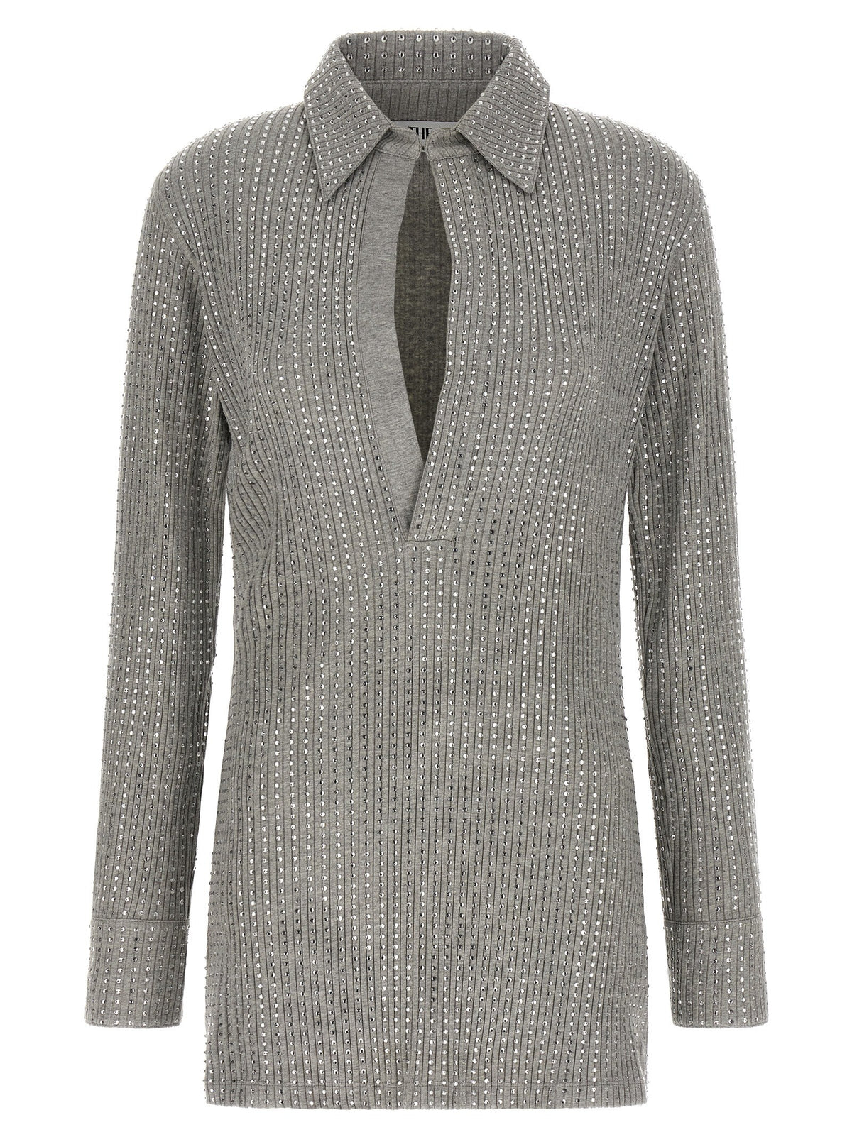 The Attico Rhinestone Dress Grey
