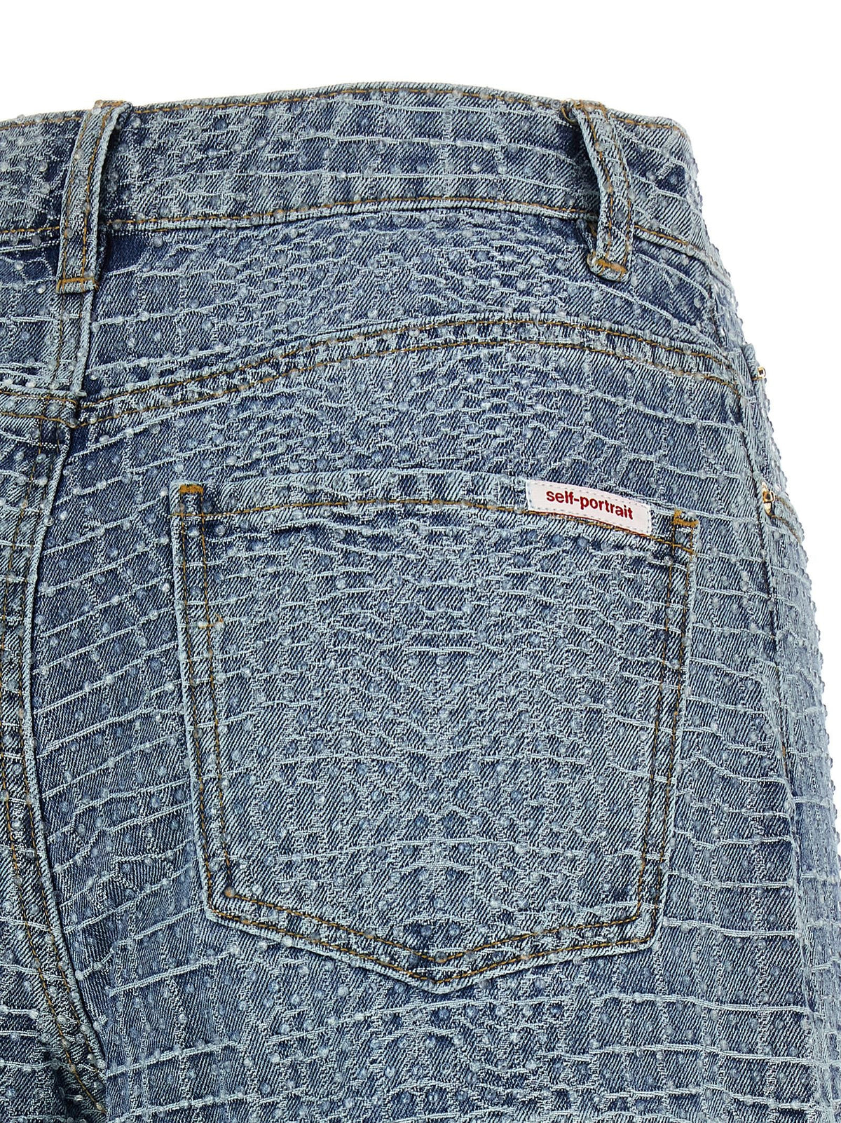 self-portrait Rhinestone Shorts Blue