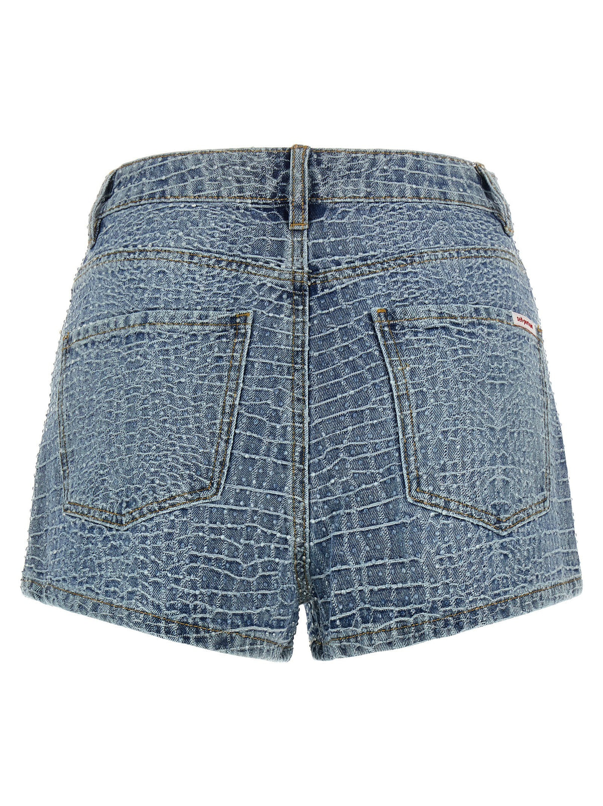 self-portrait Rhinestone Shorts Blue