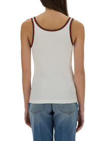 Gucci Women's Ribbed Cotton Tank Top White