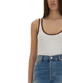 Gucci Women's Ribbed Cotton Tank Top White