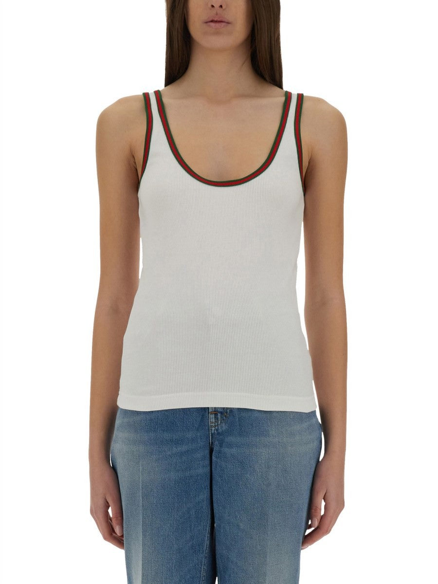 Gucci Women's Ribbed Cotton Tank Top White