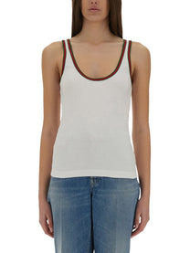 Gucci Women's Ribbed Cotton Tank Top White