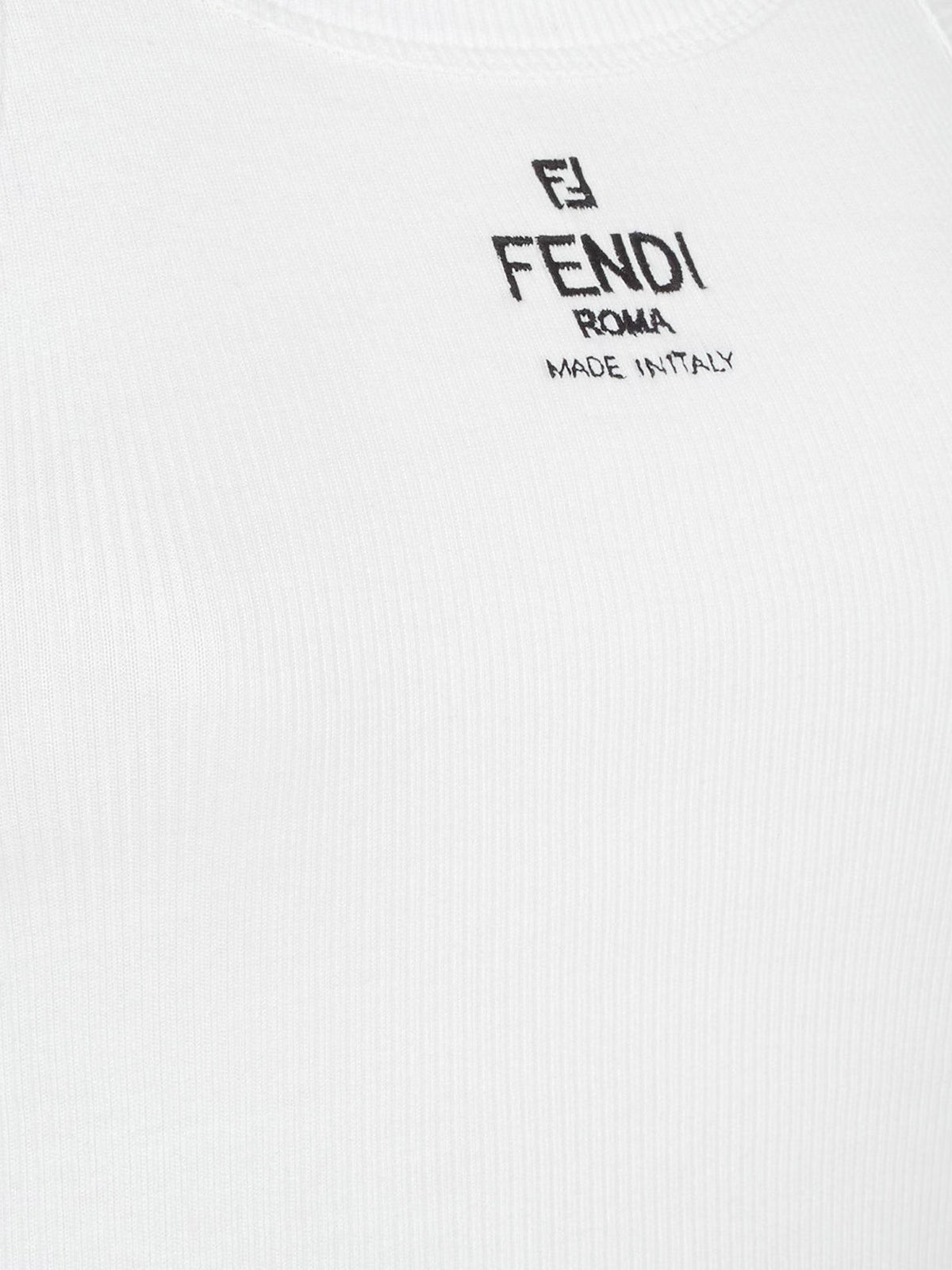 Fendi Women's Ribbed Cotton Tank Top White