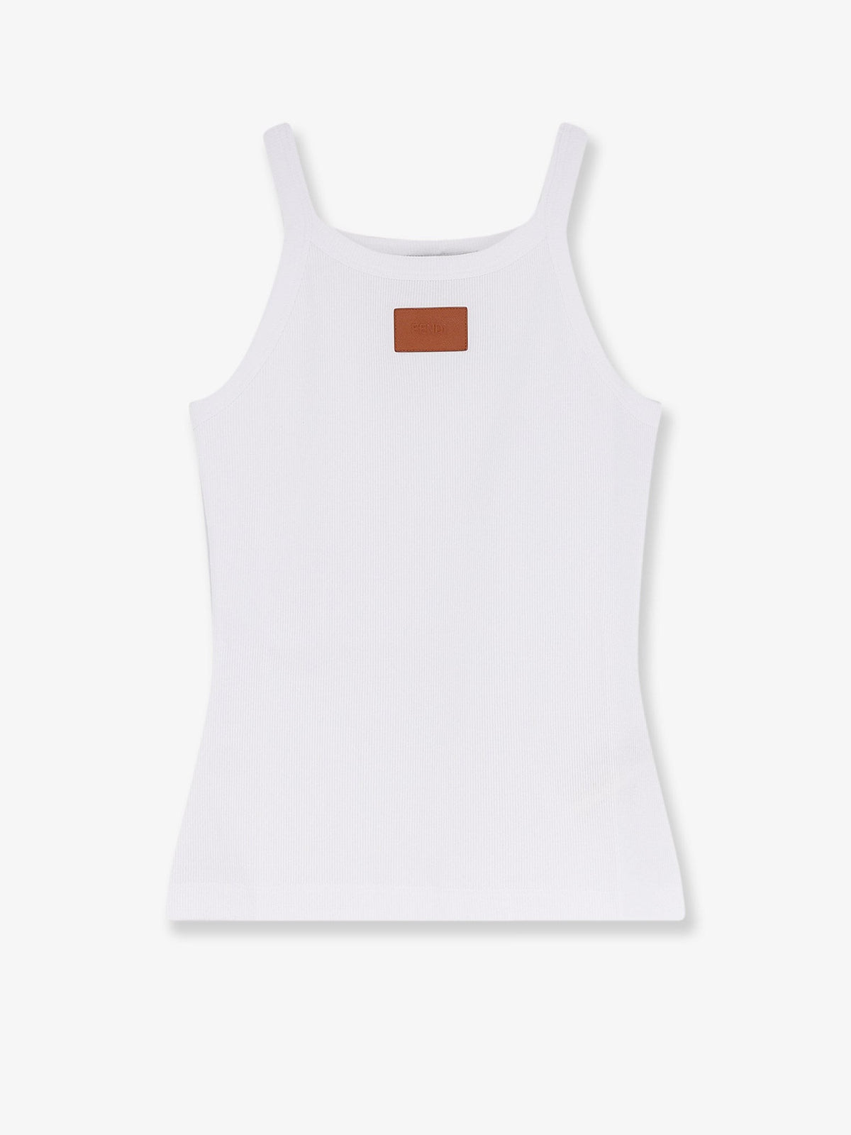 Fendi Women's Ribbed Cotton Tank Top White